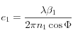 e_1=\frac{\lambda\beta_1}{2\pi n_1 \cos\Phi}