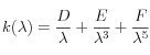 k(\lambda) = \frac{D}{\lambda}+\frac{E}{\lambda^3}+\frac{F}{\lambda^5}