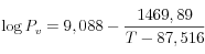 \log P_v=9,088-\frac{1469,89}{T-87,516}